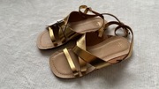 Zara złote sandały skóra buty lato modne 34 wygodne