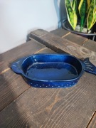 Naczynie gliniane ryba granatowe wycisk Vintage