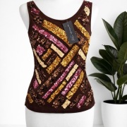 Brązowa bluzka tiulowa z cekinami rozm xs