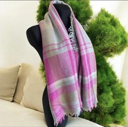 Ciepły duży szalik chusta szal Massimo Dutti na zimę oversize szary różowy