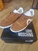 Love Moschino skórzane sneakersy przecena z 460zł brązowe