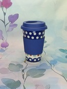 Kubek ceramiczny turystyczny z pokrywką ważka ceramika Z.C. Bolesławiec.