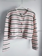 H&M Krótki dzianinowy żakiet cienki w paski ze złotymi guzikami M 38