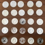 KANADYJSKI LIŚĆ KLONOWY KLONU 1 UNCJA SREBRA x25 ROCZNIKI 2014-2023 MONETA