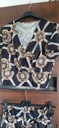 Komplet top i spodnie letni zwiewny print