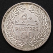 Liban 50 piastrów 1952 - srebro - stan 1/2