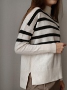 ESPRIT sweter w paski wełna kaszmir XS