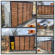 Drewniana zabudowa koszy na śmieci taras altana wiata domek narzędziowy 