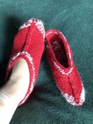 Damskie kapcie bambosze czerwone 37–38 rękodzieło wełna ciepłe