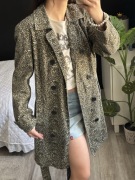Płaszcz trench w panterkę Melrose L 40 bawełna vintage retro glamrock