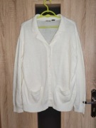 166 Biały rozpinany sweter z kołnierzykiem kardigan rozmiar L