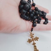 Różaniec z kamieniami lawa hematyt 48cm męski Różaniec