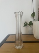 Wazon szklany transparentny szkło PRL vintage retro 30 cm