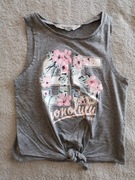 Szara wiązana bawełniana bluzka w kwiatki H&M 134 - 140 jak nowa