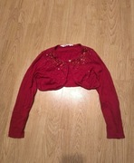Czerwone bolerko z cekinami sweterek święta cekiny H&M 122/128 bawełna