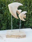 2 drewniane rybki, skalary , dekoracja 