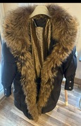 futro płaszcz puchowy lisy futro naturalne 