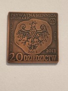 Zamość. Klipa kolekcjonerska. 35X35 mm. Mosiądz patyna. Gyges