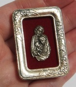 Ikona płaskorzeźba miniaturka mały Rodzina święta metalowy obrazek