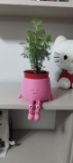 Urocza osłonka na doniczkę kawaii  różowa z ruchomymi nóżkami