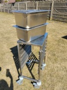 Wózek gastronomiczny GN1/1 stal nierdzewna + dwa pojemniki