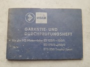 Orginalna książka gwarancyjna i przeglądów do ES 125/1-150/1 ES 175/2-250/2