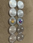 Srebrna moneta kanadyjski liść klonowy 1 oz 10 sztuk 
