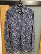 Koszula męska Giacomo Conti Slim 40 – granatowa, wzór liście