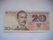 POLSKA Banknot 20 zł 1982 r. Romuald Traugutt  seria AH UNC