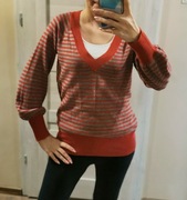 Sweter czerwony biały paski M L Dorothy Perkins 