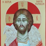 Jezus Chrystus Dobry Pasterz, ikona pisana ręcznie