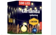 GIRLANDA solarna ogrodowa lampki 100 led kulki 12 metrów