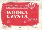 Etykieta na alkohol, WÓDKA CZYSTA, Łańcut
