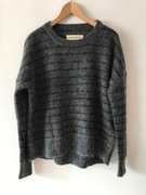 Szary luźny sweter By Malene Birger moher wełna paski grafitowy S/M