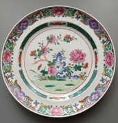 Talerz Chiny antyk 1poł XIXw Qianlong . Famillie Rosse . Klejony