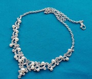 Naszyjnik kolia ślub impreza wesele w kolorze srebra perły kryształy