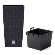 Doniczka RATO SQUARE 32,5x32.5 cm wys. 61cm ANTRACYT rattan + wkład