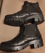 czarne botki rieker 38 skóra naturalna sztyblety