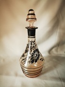 Antyczna karafka do likieru malowana srebrem, secesja, unikat