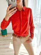 Koszula damska pomarańczowa zapinana do pracy na co dzień Sinsay S