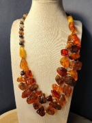 Naszyjnik BURSZTYN Bałtycki, Lawa, Agat | Rękodzieło | 55+6cm