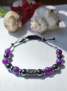 BRANSOLETKA RUNA SOWILO STAL SZLACHETNA 316L KAMIEŃ AMETYST HEMATYT SZE.15 