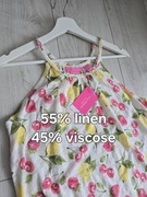 Nowa lniana bluzka w cytryny len wiskoza M 38 L 40 oversize naturalny skład