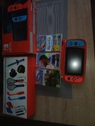 Nintendo Switch + 4 gry + etui + zestaw Sports, pod tv, używana 