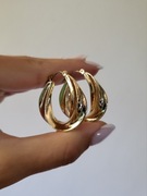 Kolczyki duże asymetryczne wiszące skręcone złoty eleganckie casual