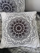 POSZEWKA NA PODUSZKĘ 45x45 welur BIAŁA czarna MANDALE zestaw 2 szt