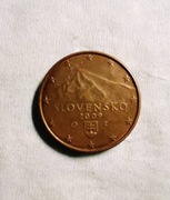 Słowacja, 1 Cent, Krivá, 2009, golden, Miedź