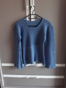 Niebieski ażurowy sweterek sweter z długim szerokim rękawem rozmiar S