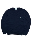 Wełniany Sweter w serek Lacoste Logo Retro vintage ralph haft nike 90s