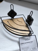 Solidna narożna półka metalowo-bambusowa smukee